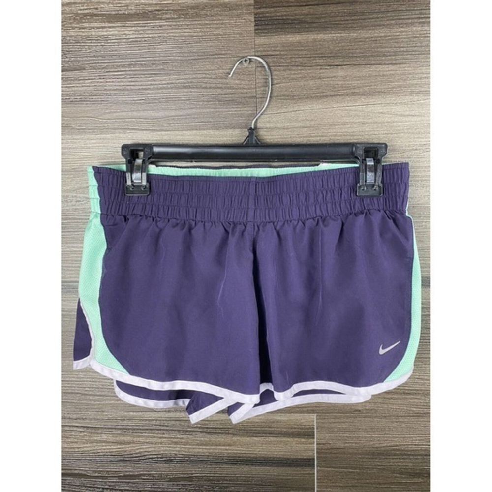 Nike Dri-Fit Women's Athletic Running‎ Lined Track Shorts Dark Purple Green Sz m